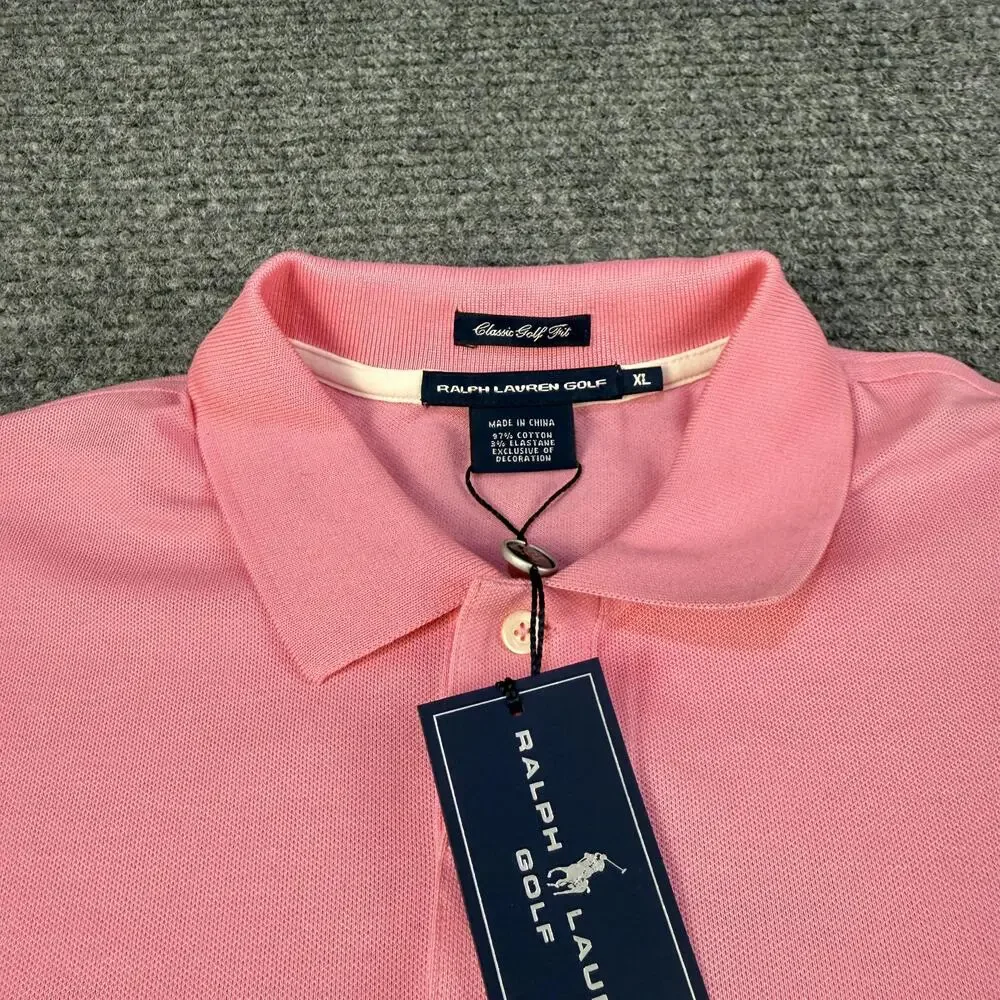 Ralph Lauren Golf Polo Shirt Mens XL Pink Classic Golf Fit Cascata Logo Short